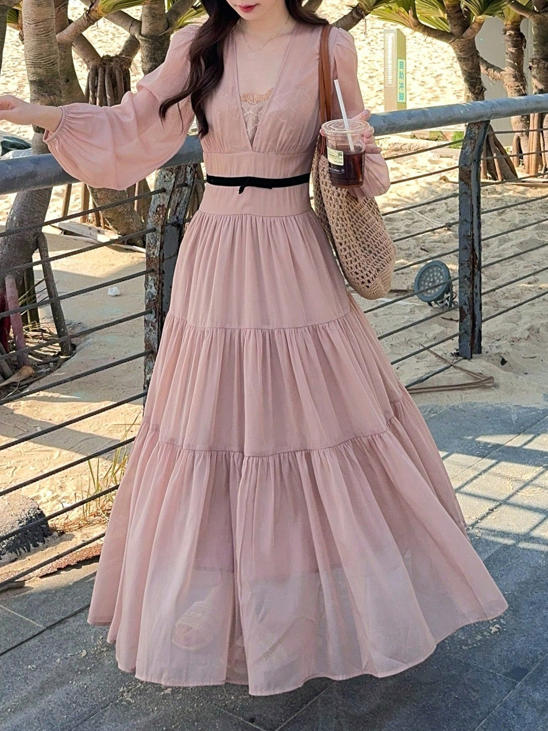 Rochie maxi SHEIN, roz