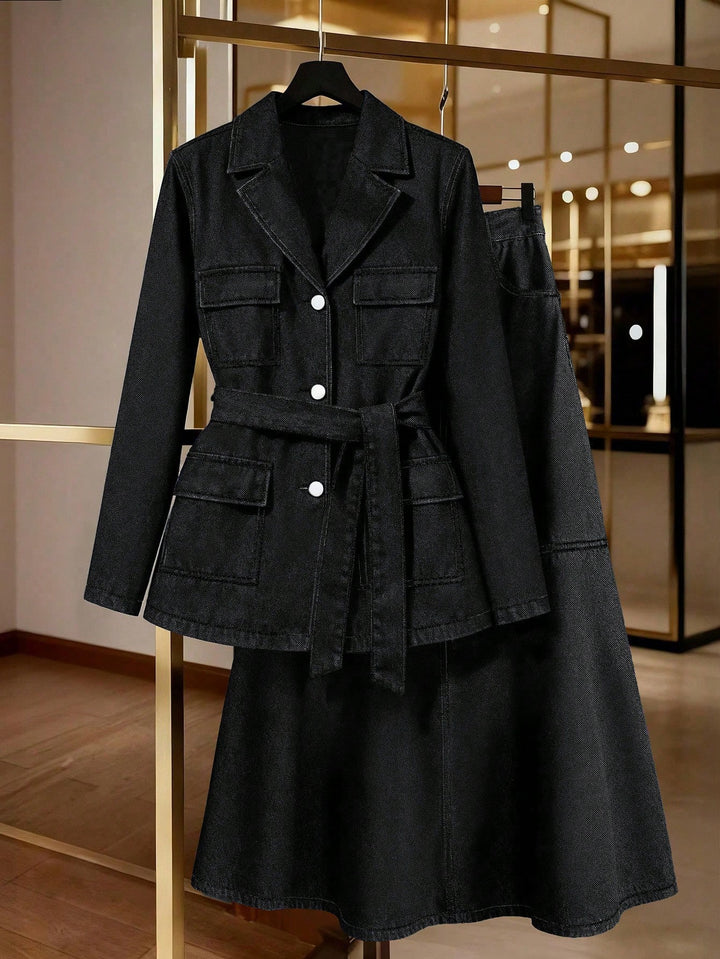 Jachetă denim SHEIN, negru