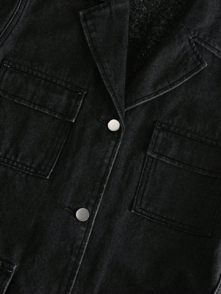 Jachetă denim SHEIN, negru