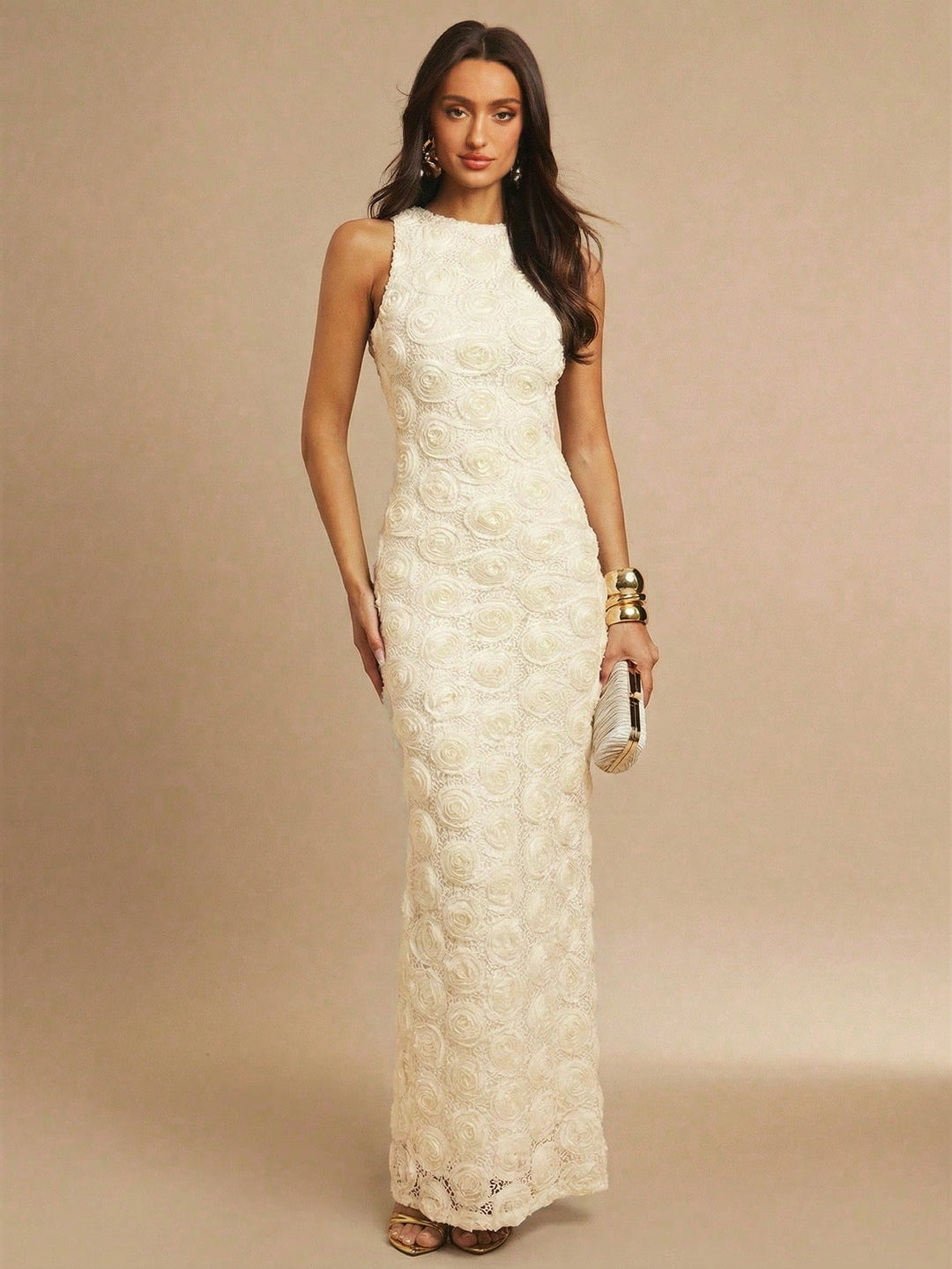 Rochie maxi SHEIN, bej