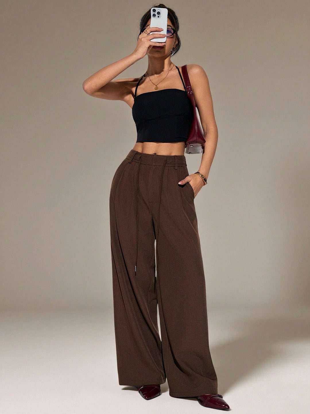 Pantaloni SHEIN, maro