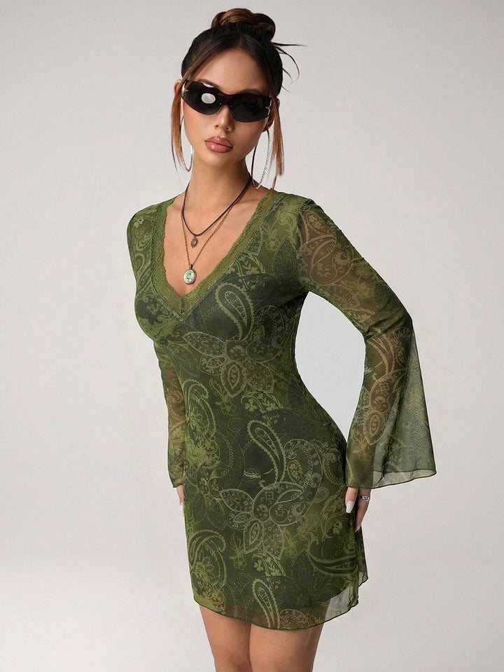 Rochie mini SHEIN, kaki