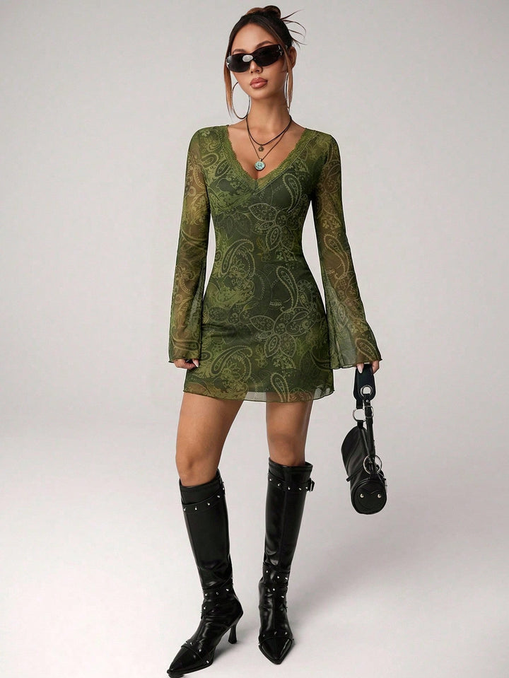 Rochie mini SHEIN, kaki