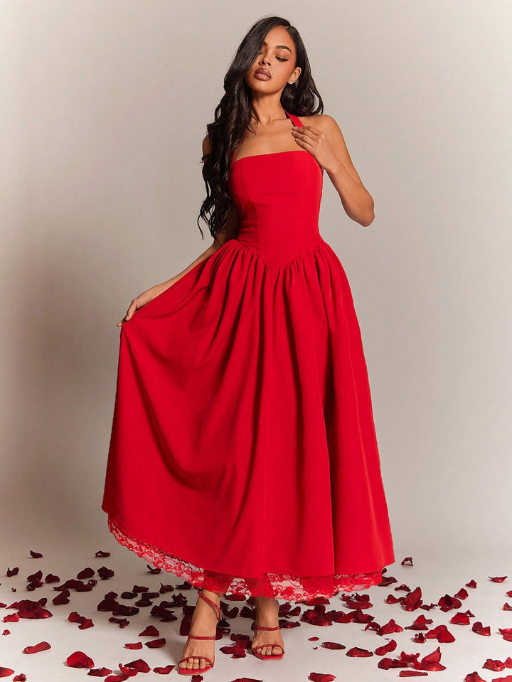 SHEIN midi ruha, piros