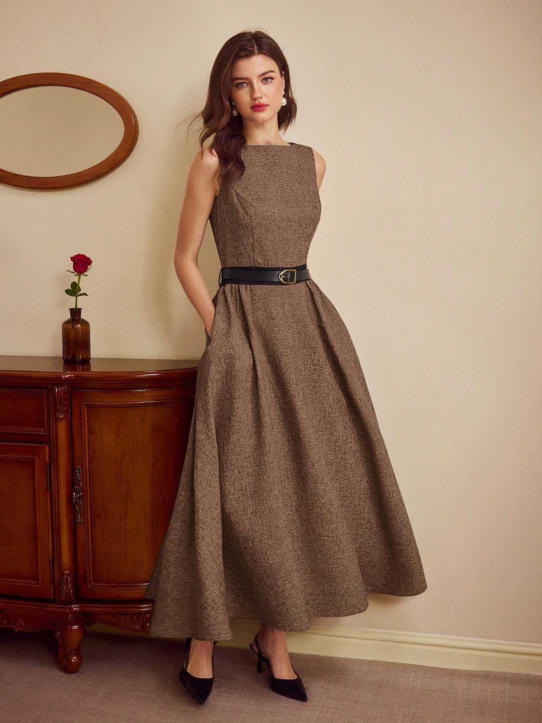 Rochie maxi SHEIN, maro