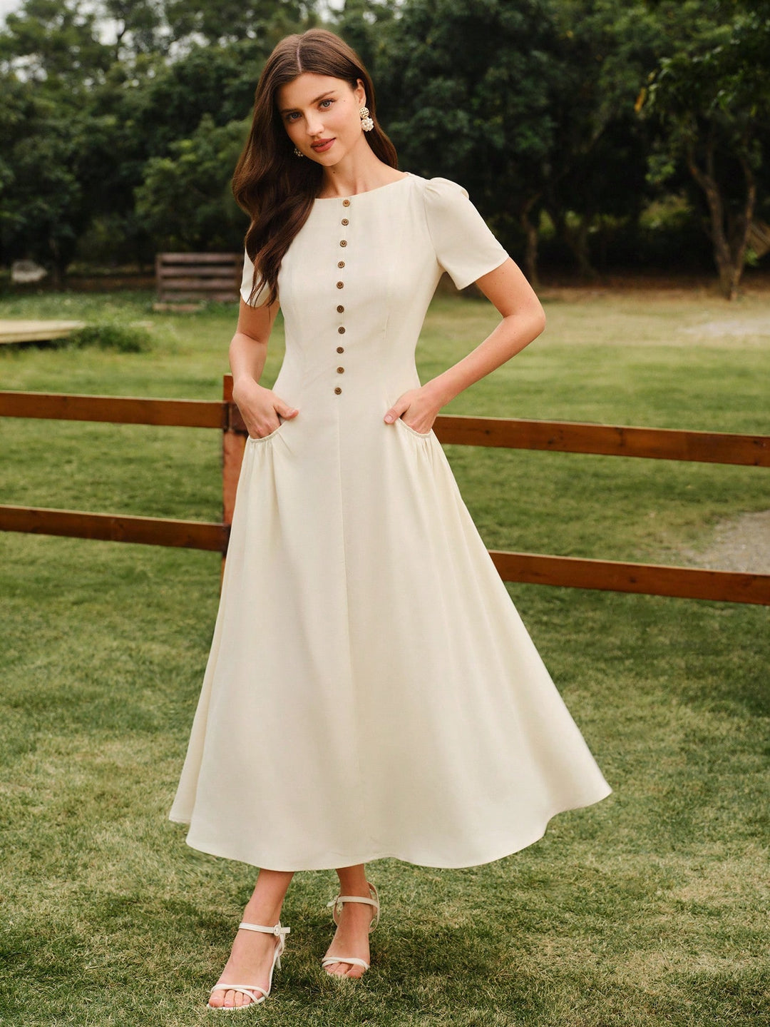 Rochie maxi SHEIN, bej