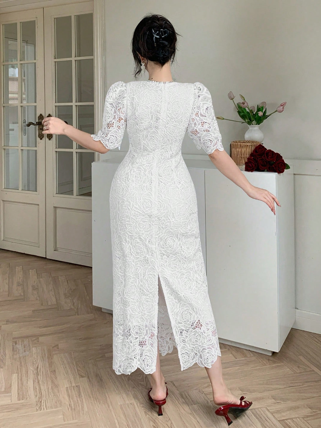 Rochie midi SHEIN, alb