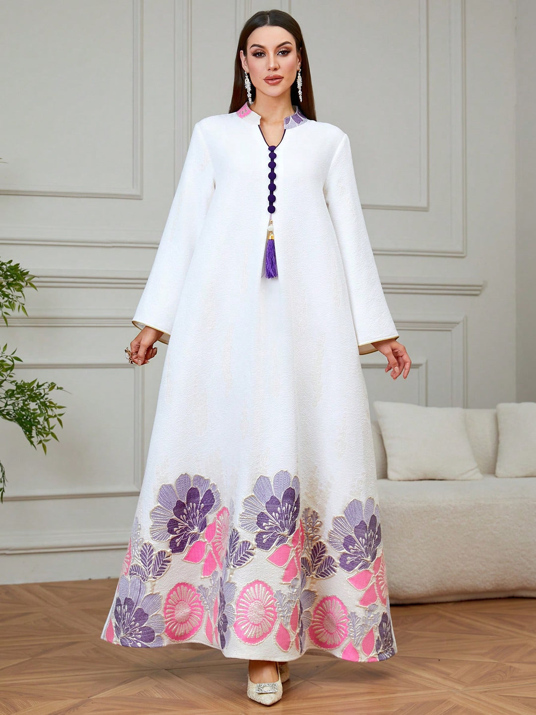 Set caftan și jalabiya SHEIN, mov