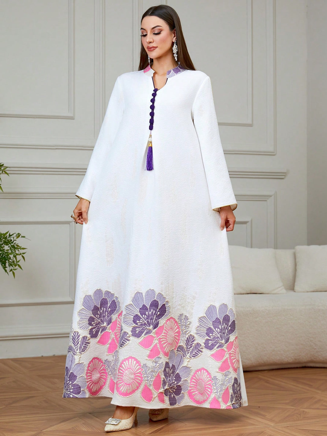 Set caftan și jalabiya SHEIN, mov