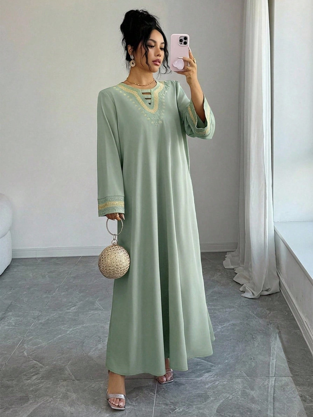 Set caftan și jalabiya SHEIN, verde