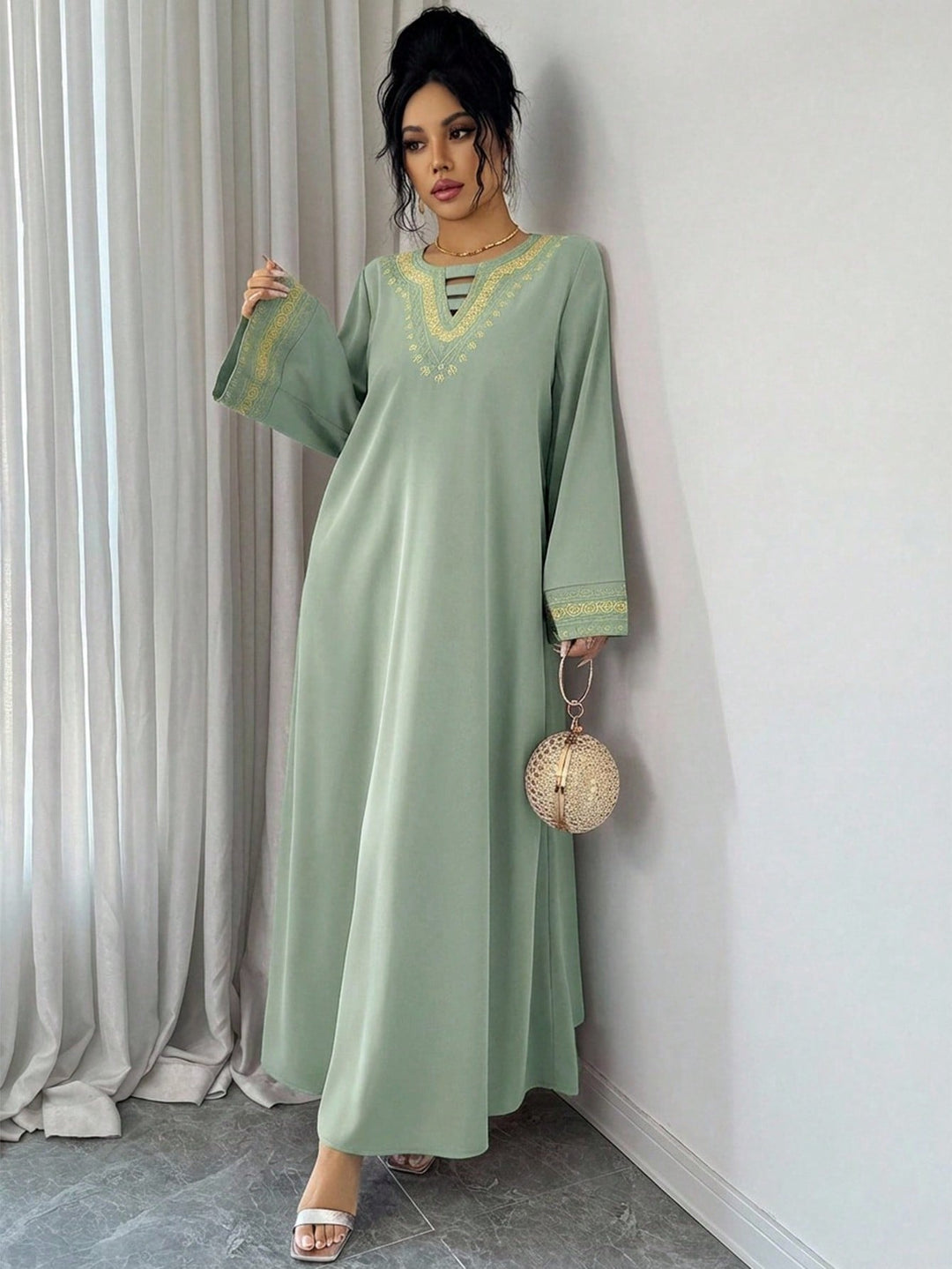 Set caftan și jalabiya SHEIN, verde