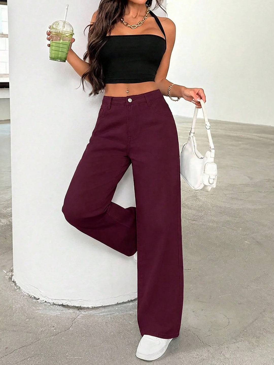 Jeans SHEIN, vișiniu