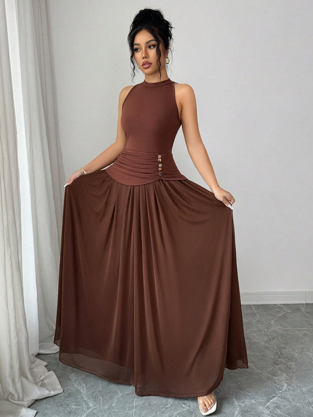 Rochie maxi SHEIN, maro