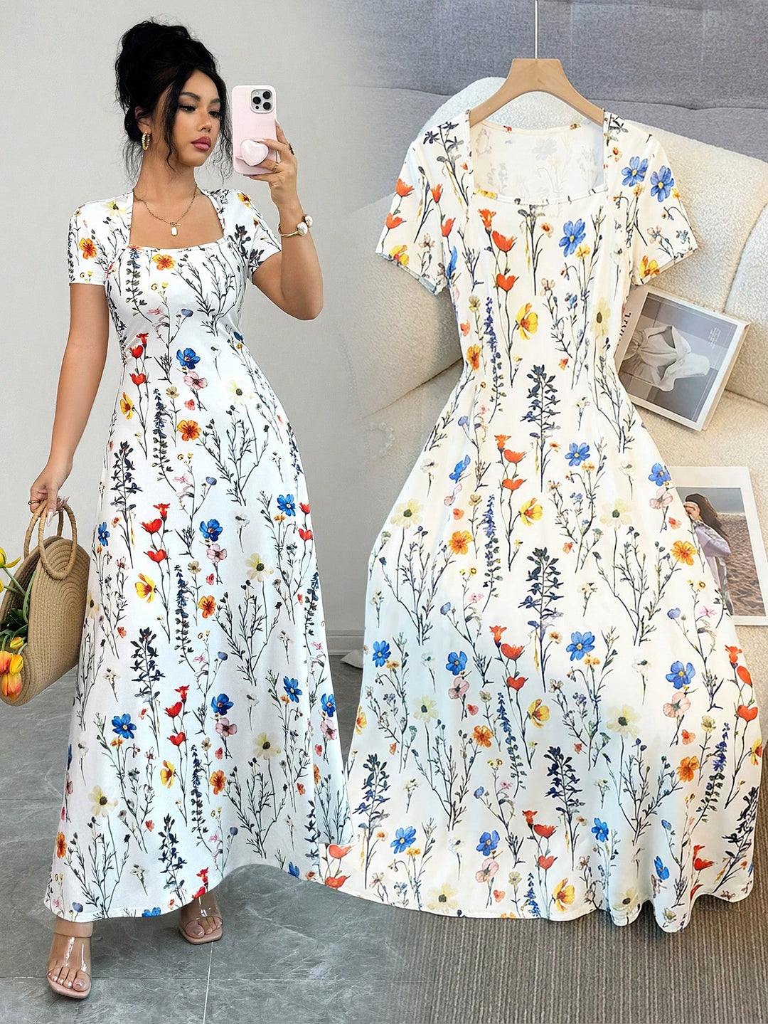 Rochie maxi SHEIN, alb