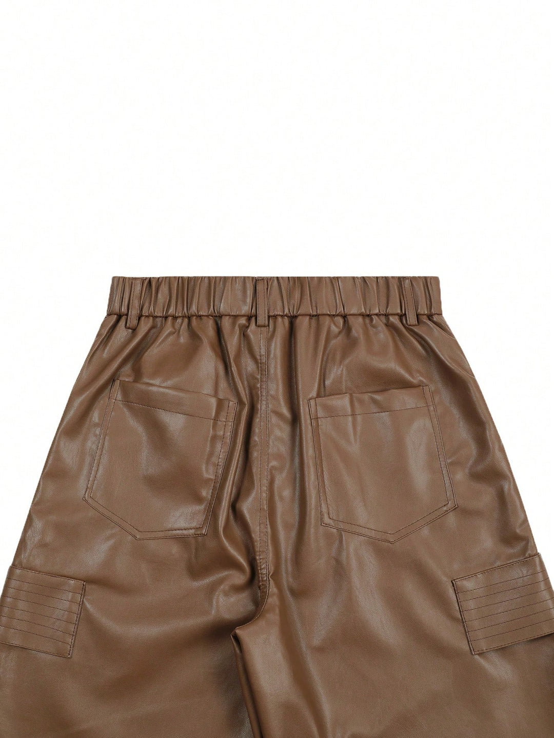 Pantaloni imitație de piele SHEIN, maro