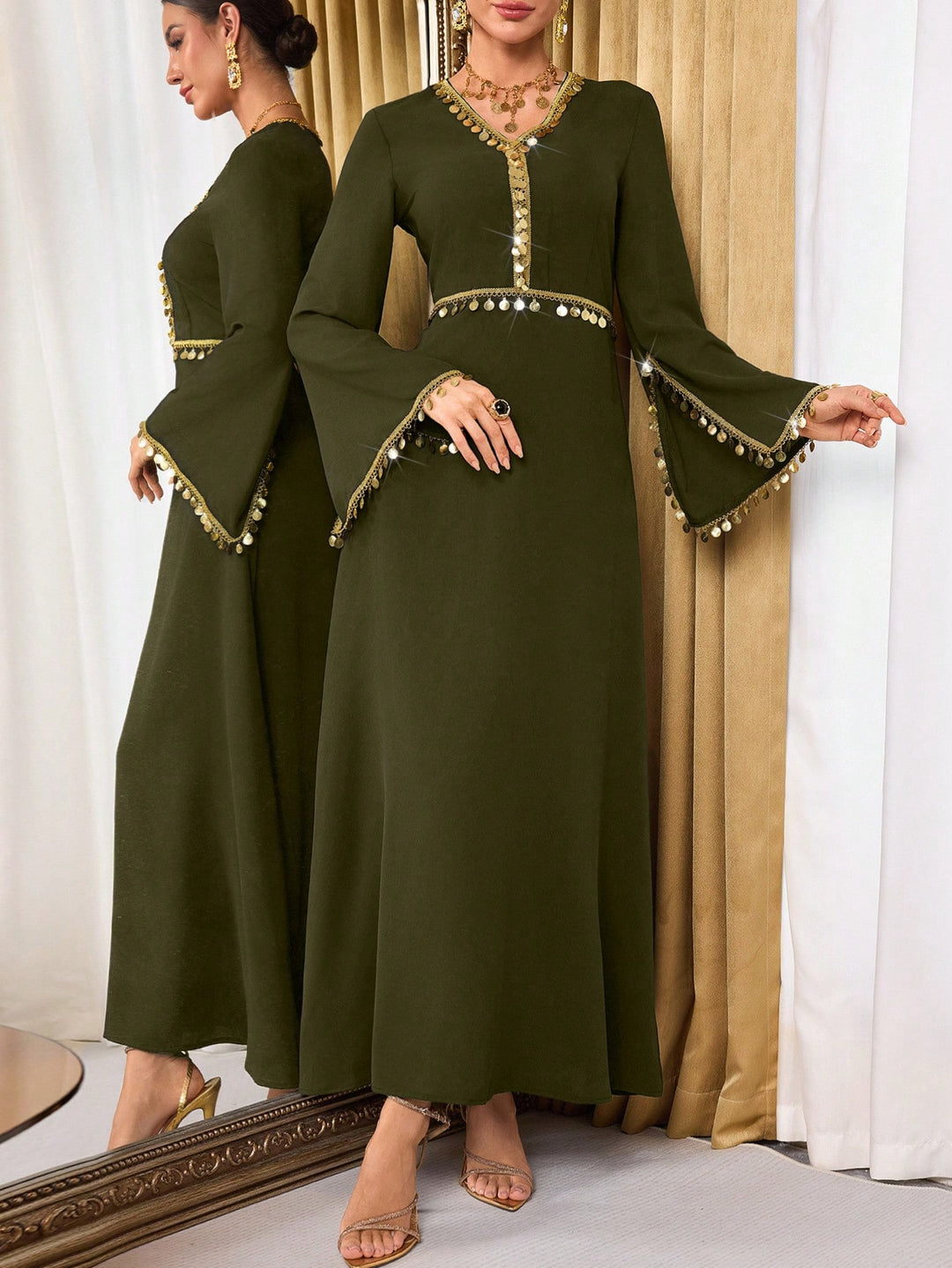 Rochie maxi SHEIN, kaki