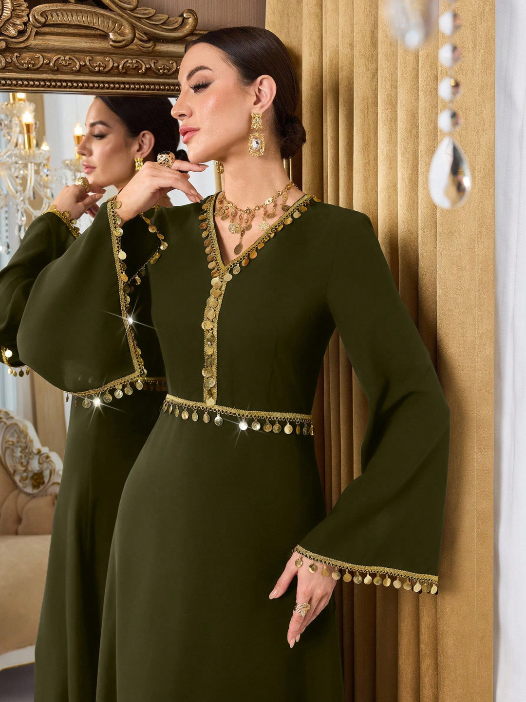 Rochie maxi SHEIN, kaki