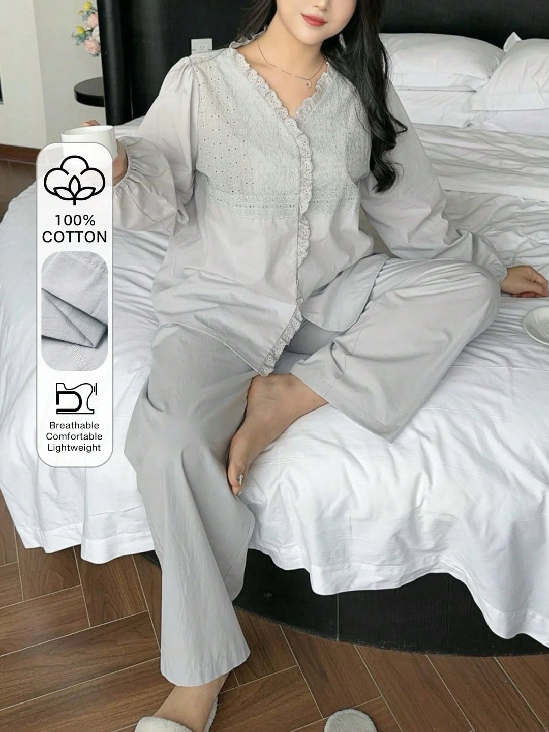 Compleu pijamale SHEIN, gri