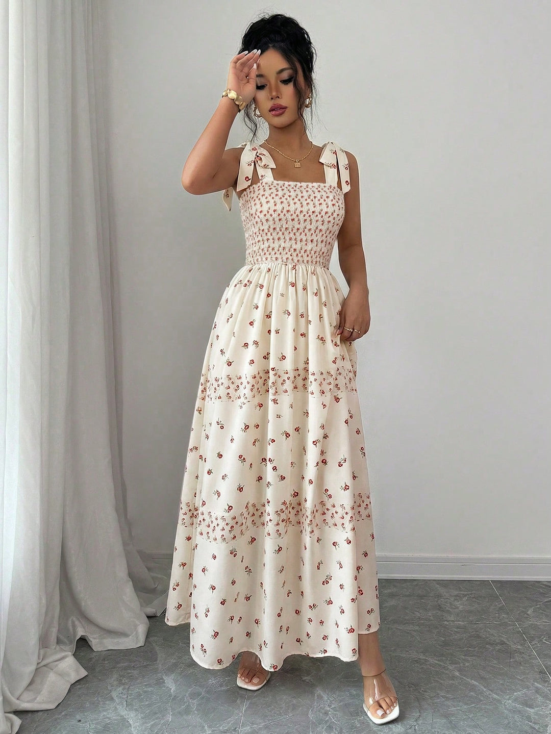 SHEIN bézs maxi ruha