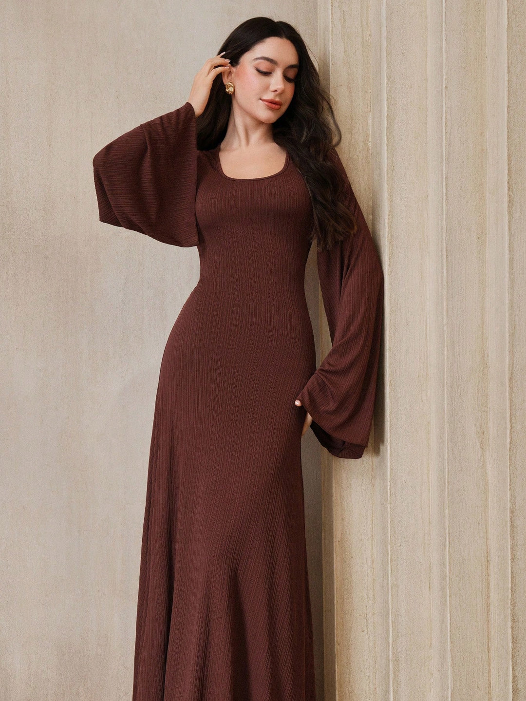 SHEIN maxi ruha, barna