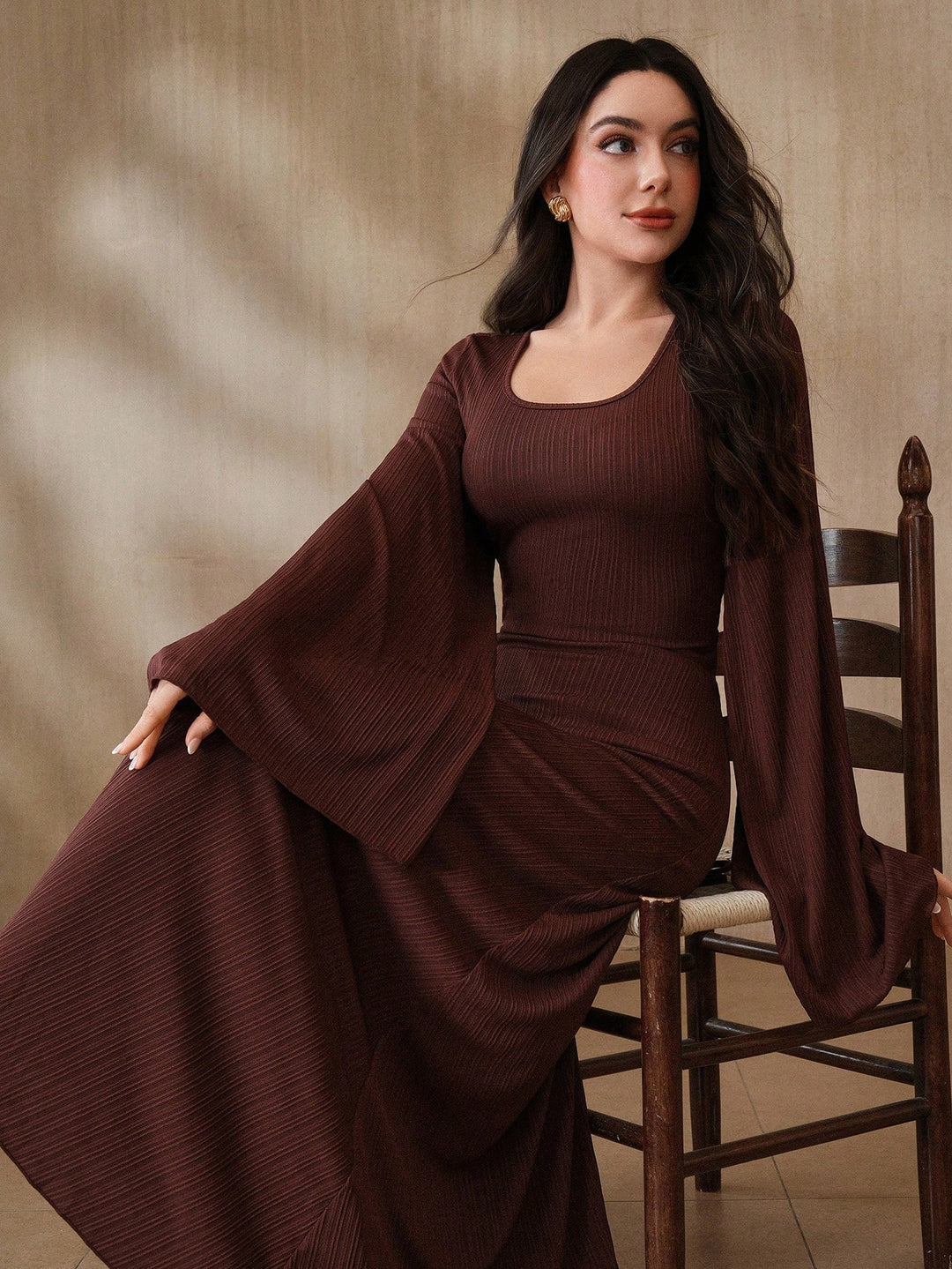 SHEIN maxi ruha, barna