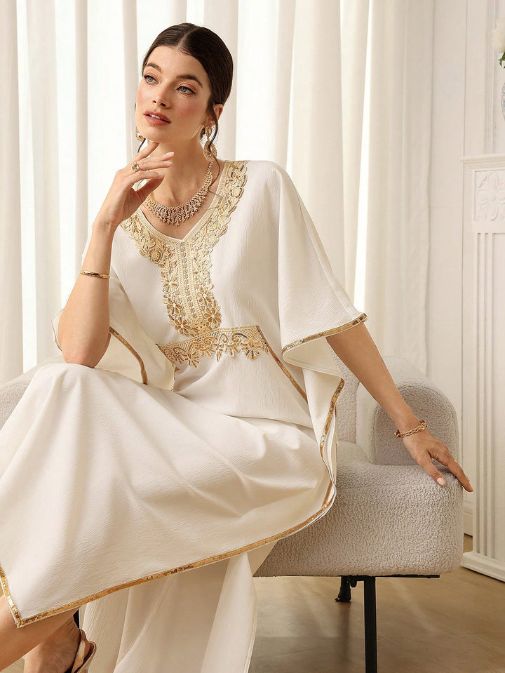 Set caftan și jalabiya SHEIN, alb