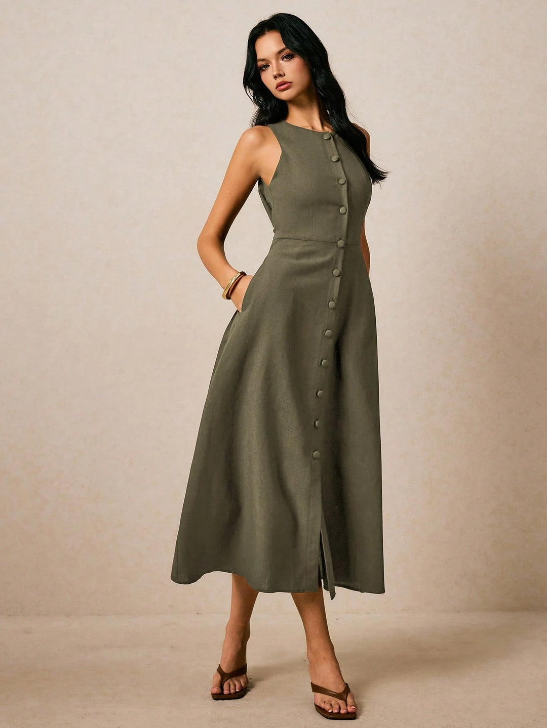 Rochie maxi SHEIN, verde