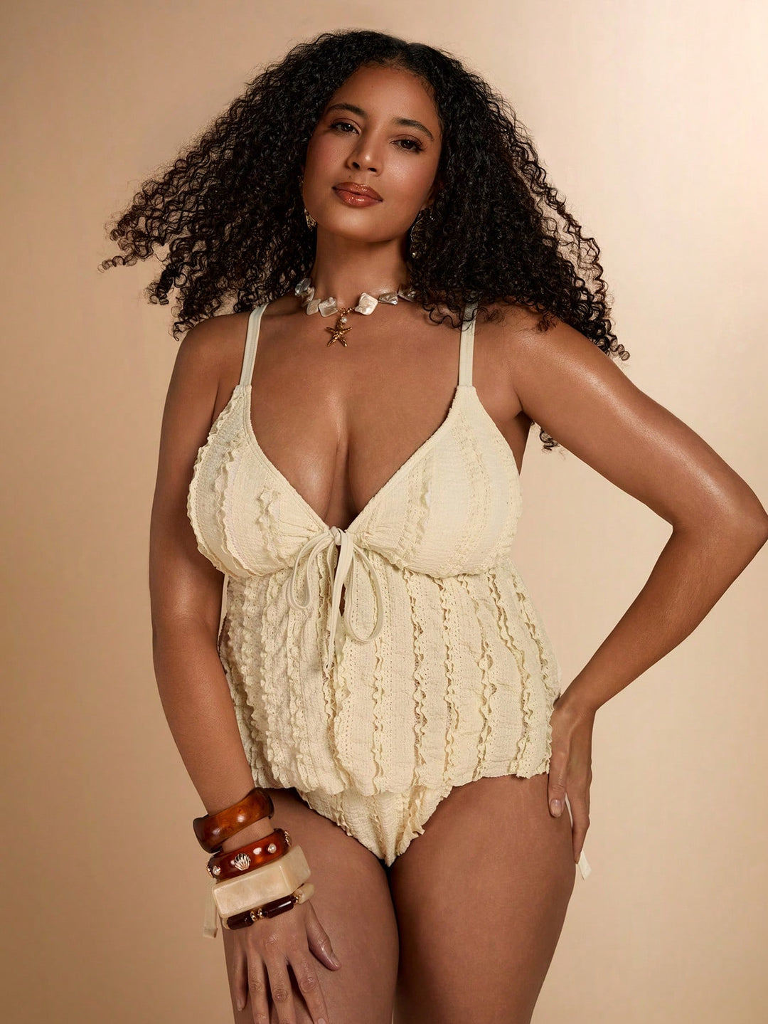 Costum de baie SHEIN, bej