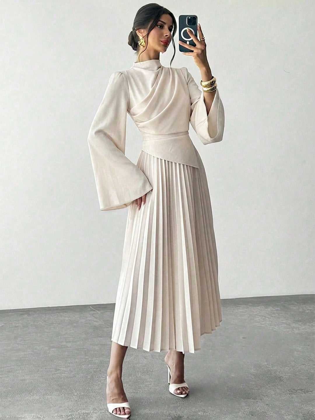 Rochie maxi SHEIN, crem