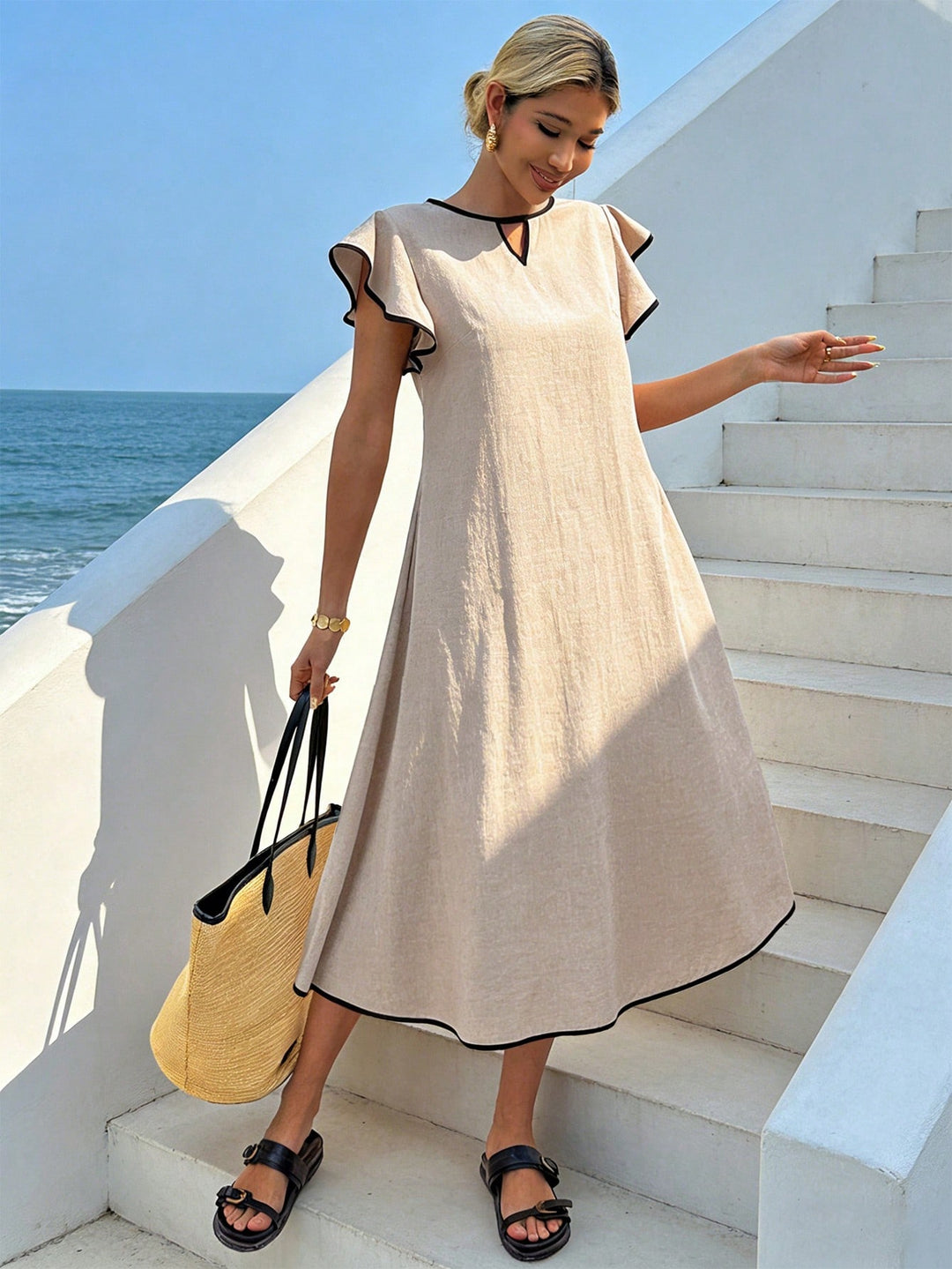 SHEIN maxi ruha, bézs