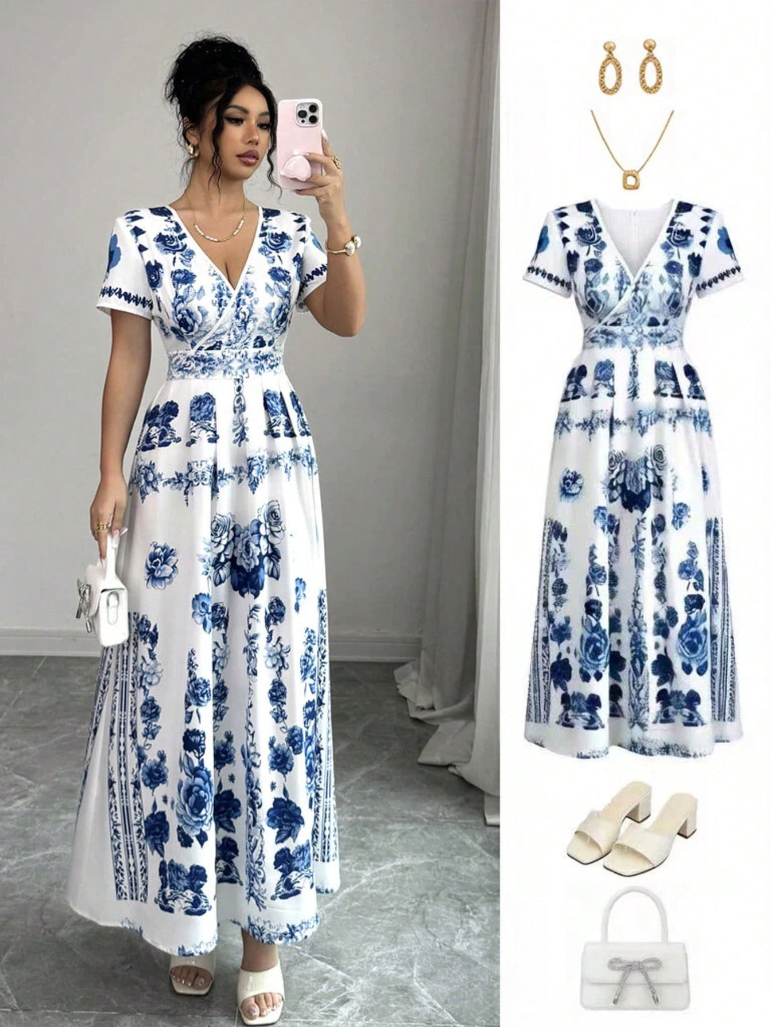 SHEIN maxi ruha, kék