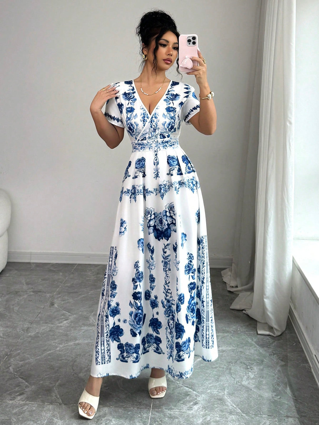 SHEIN maxi ruha, kék