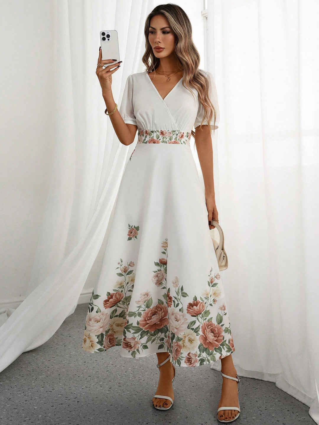 Rochie maxi SHEIN, alb