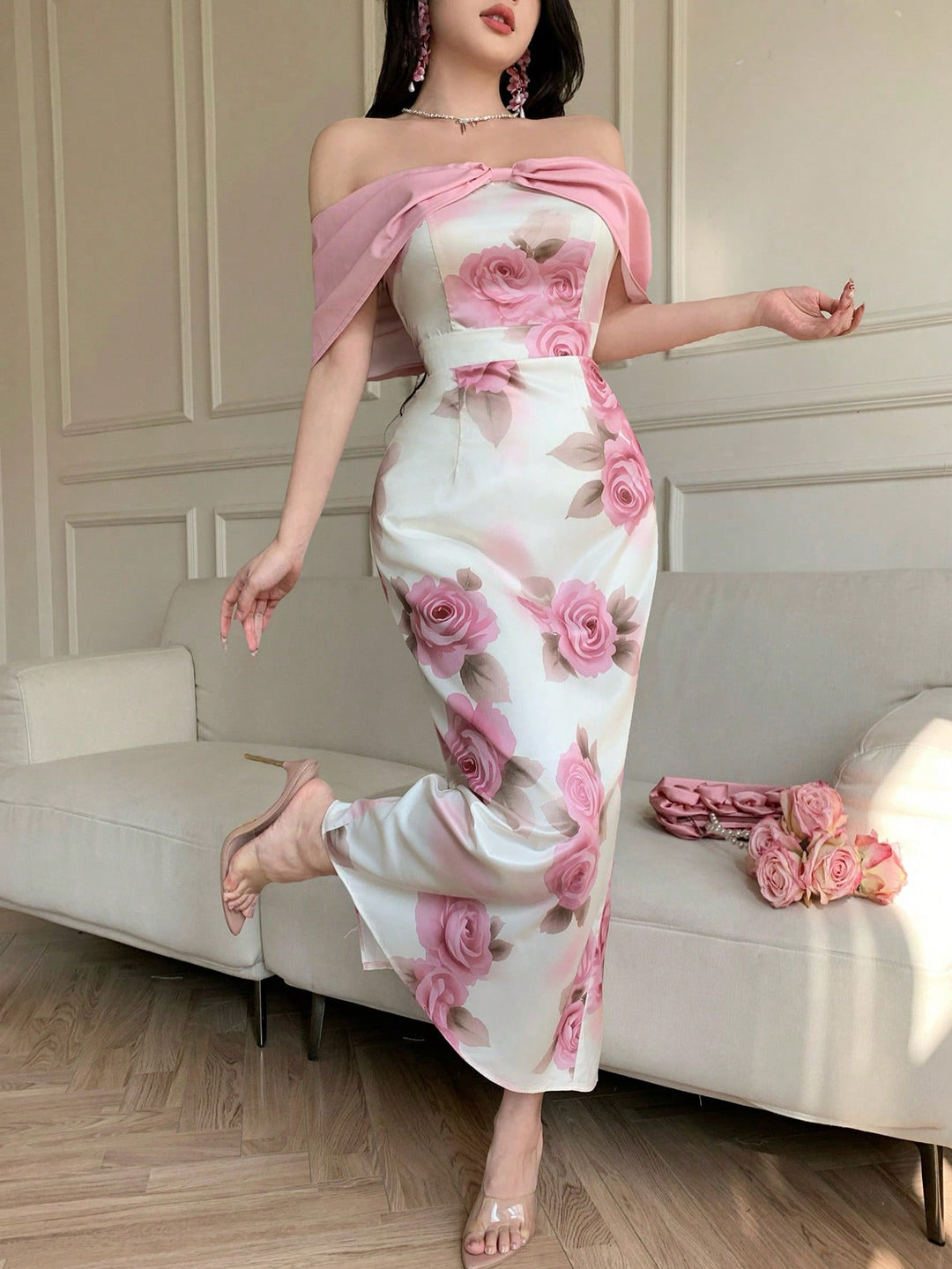 Rochie midi SHEIN, roz