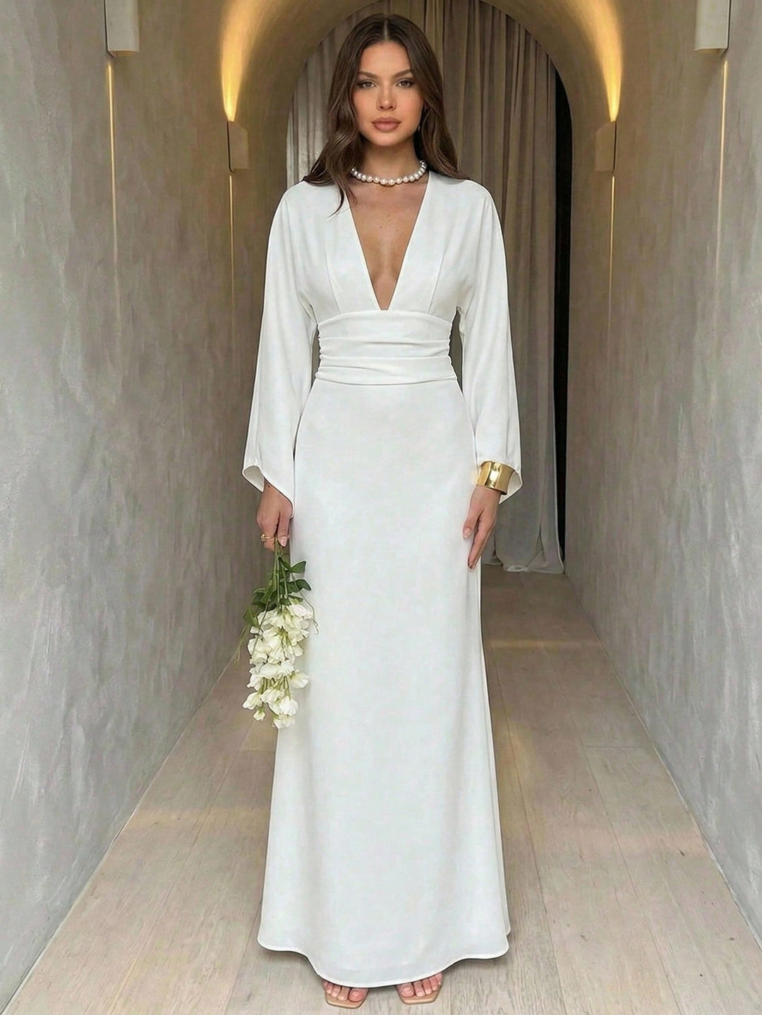 Rochie maxi SHEIN, alb