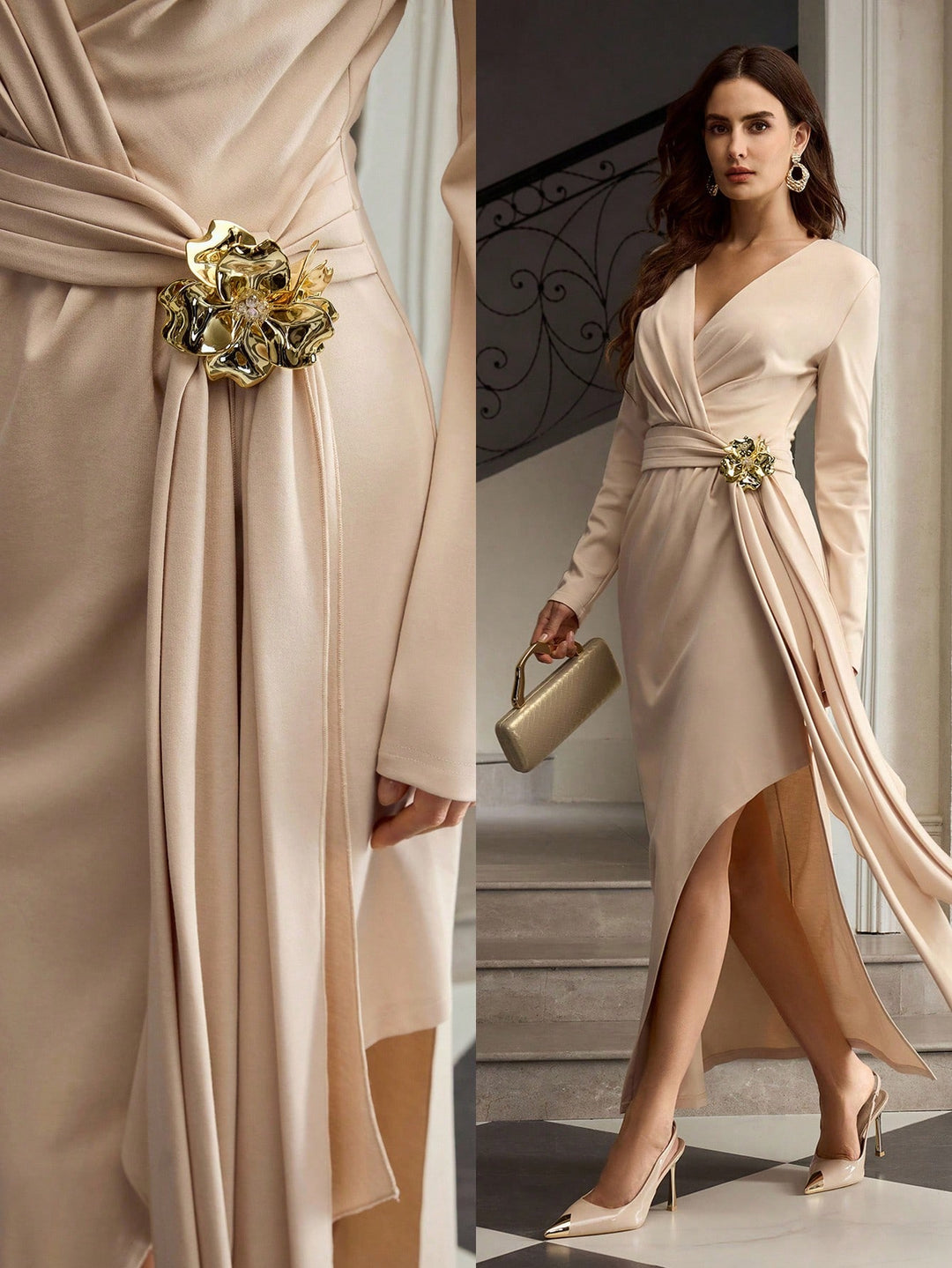 Rochie maxi SHEIN, bej