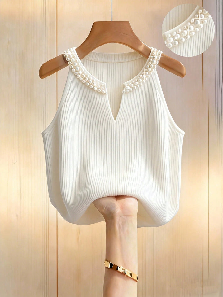 Top tricotat SHEIN, alb