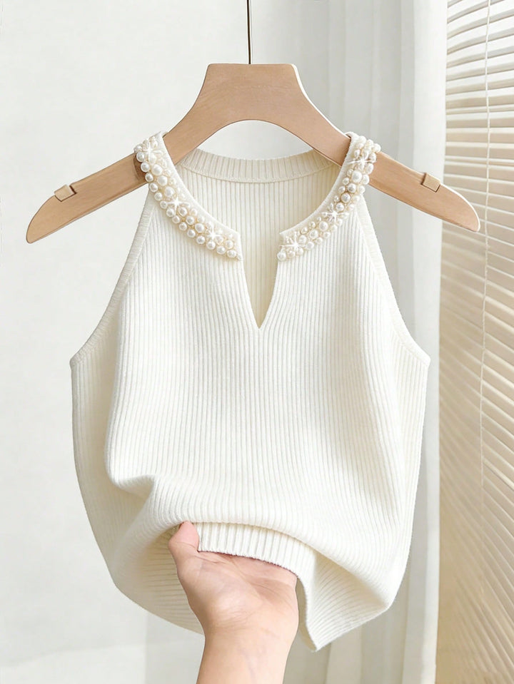 Top tricotat SHEIN, alb