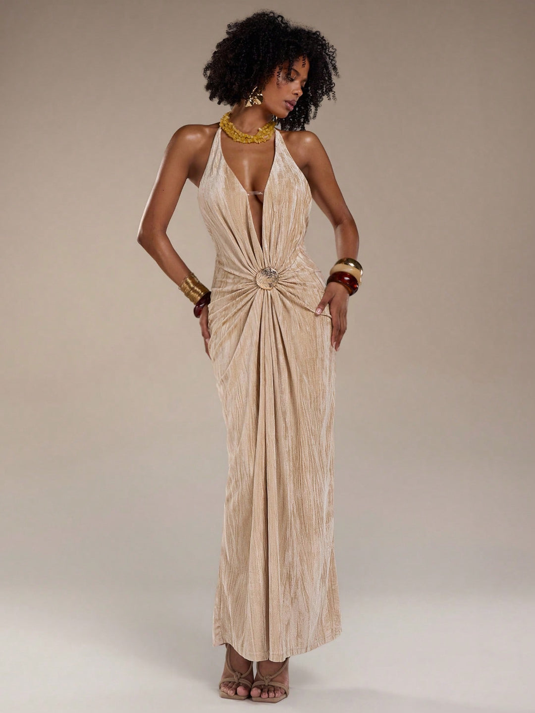 Rochie maxi SHEIN, kaki