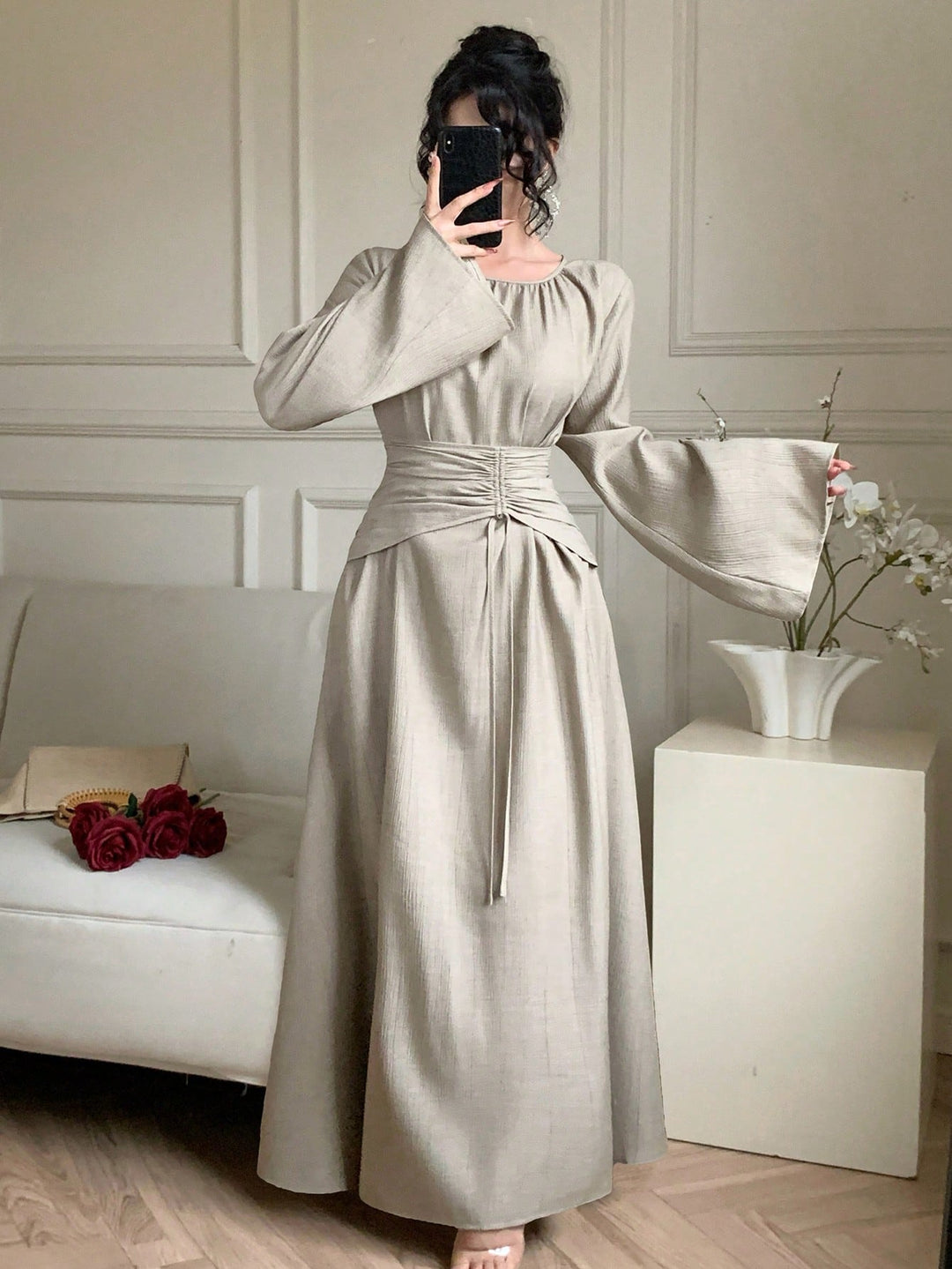 Rochie maxi SHEIN, bej