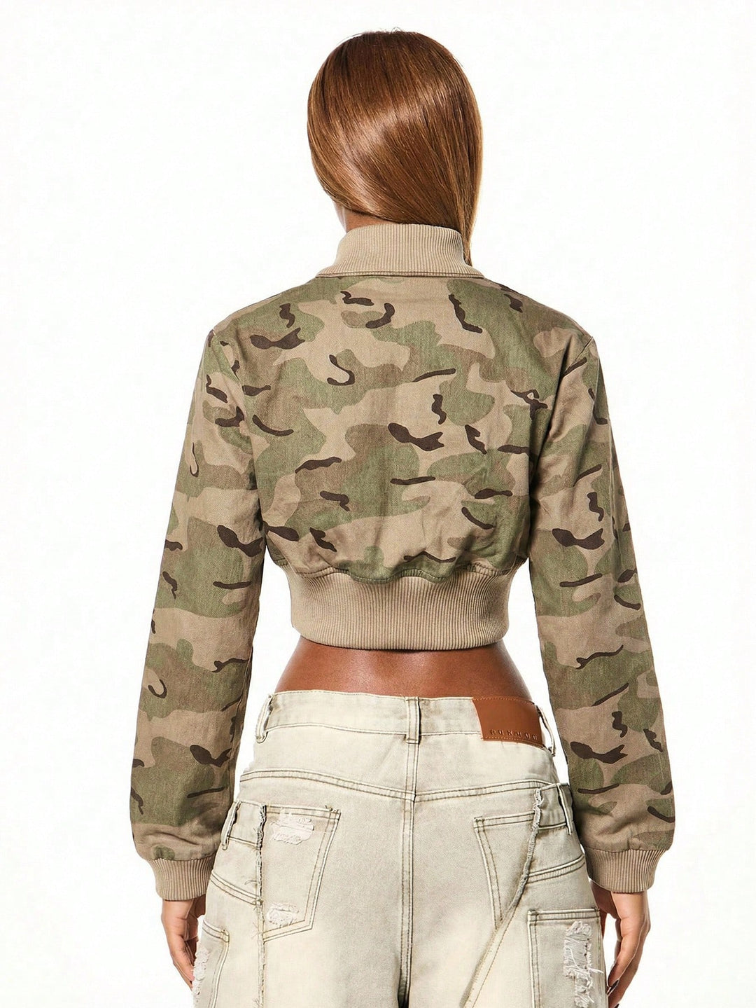 Jachetă bomber cropped SHEIN, bej