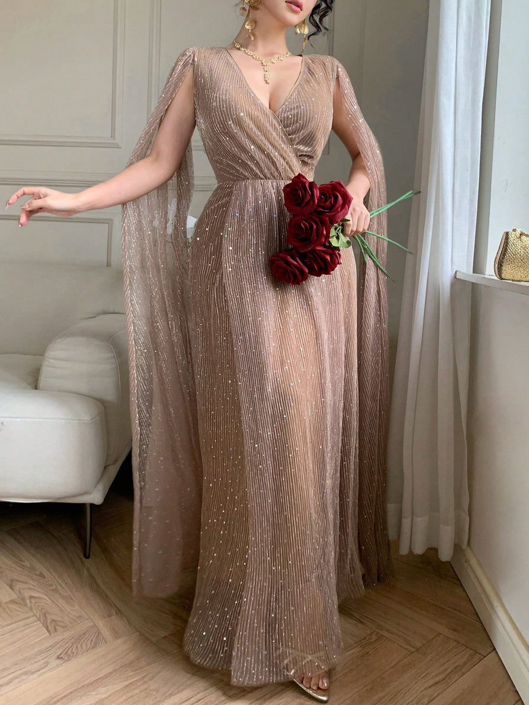 Rochie maxi SHEIN, kaki