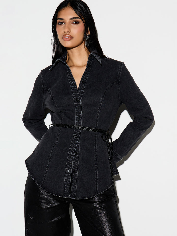 Jachetă denim SHEIN, negru