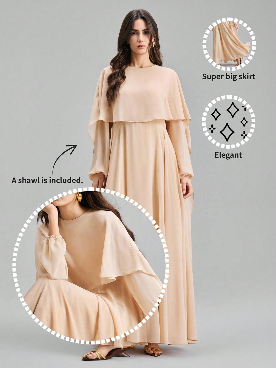Rochie maxi SHEIN, bej