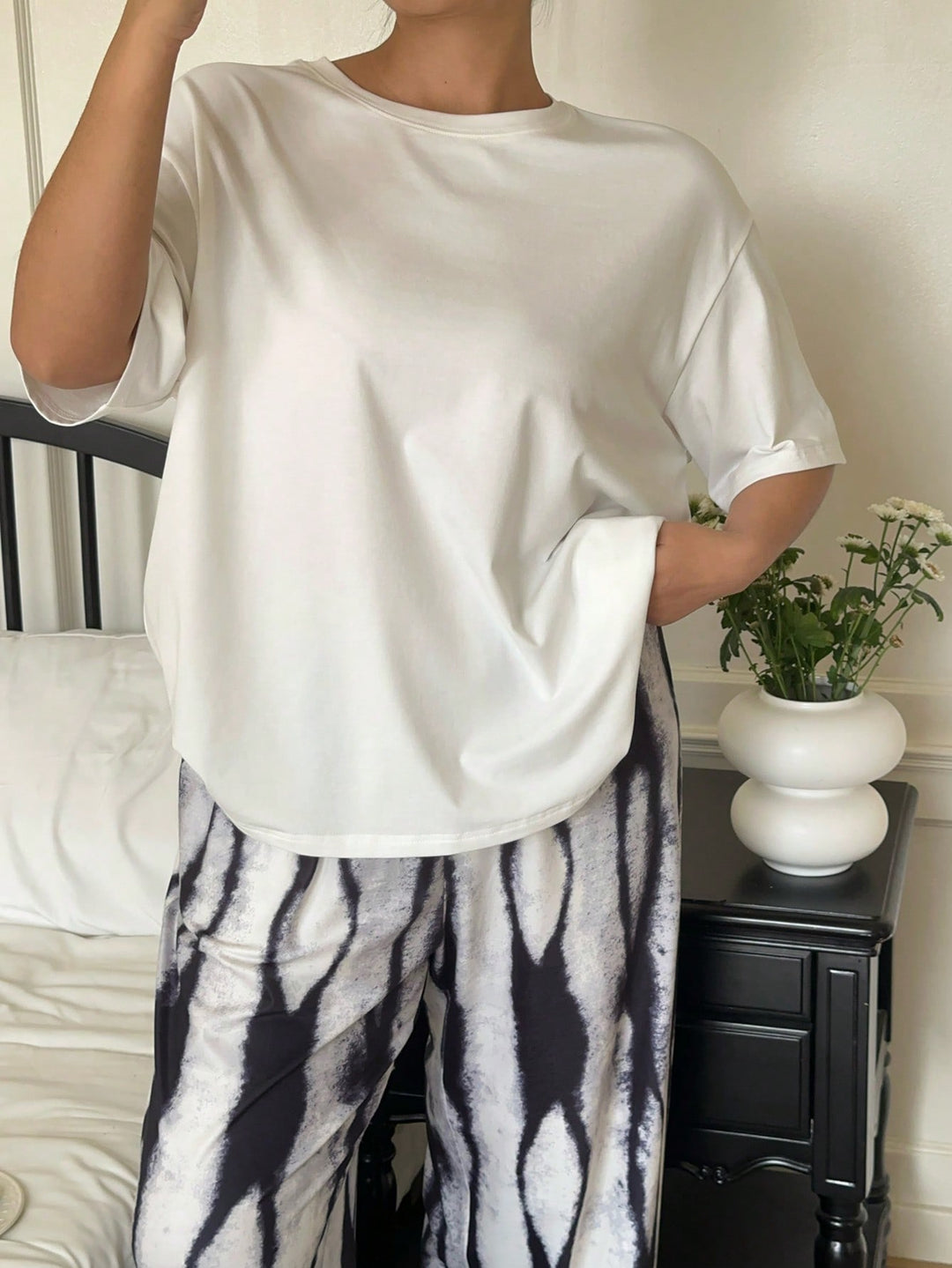 Set pijamale SHEIN, alb