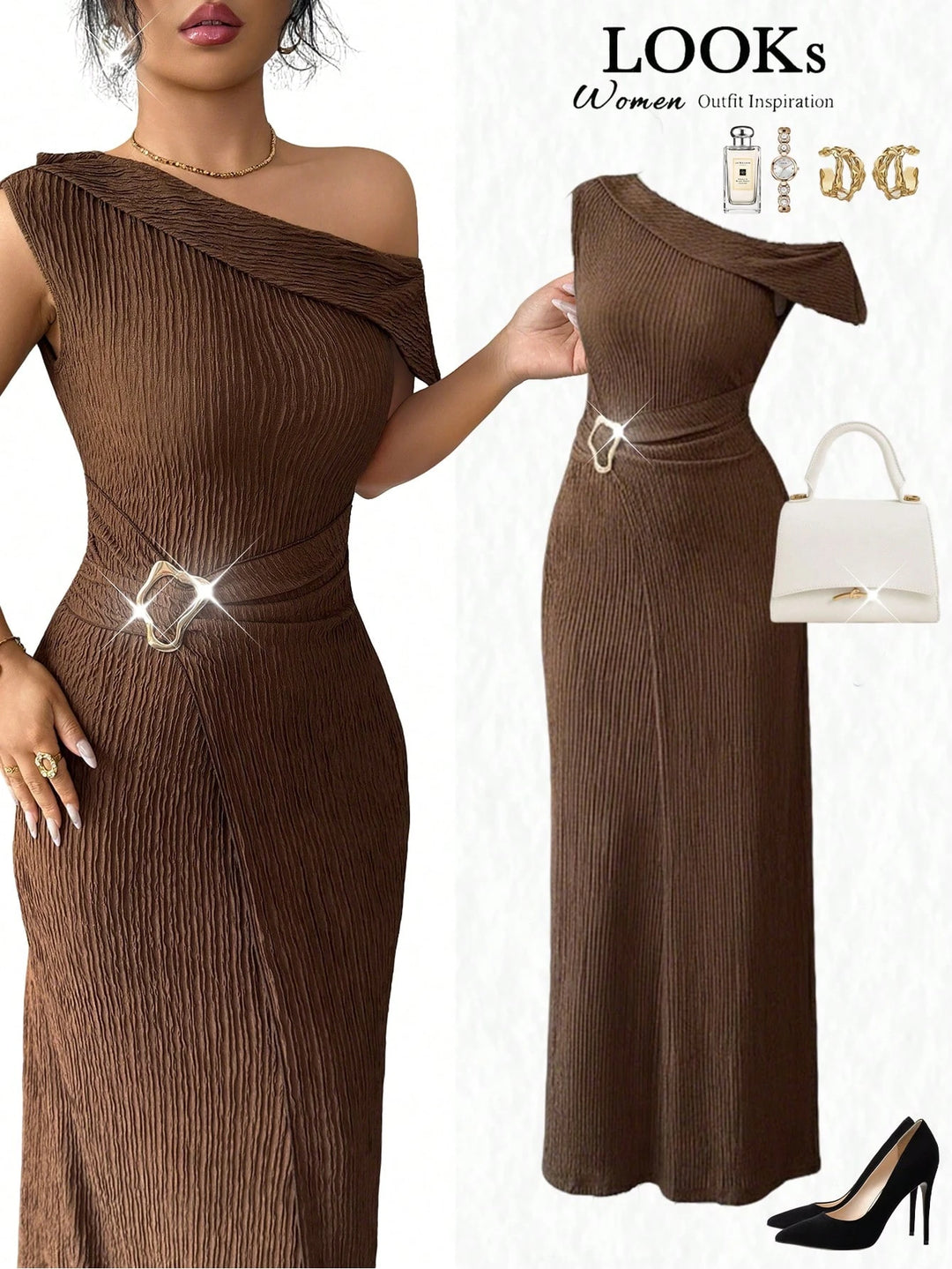 Rochie maxi SHEIN, maro
