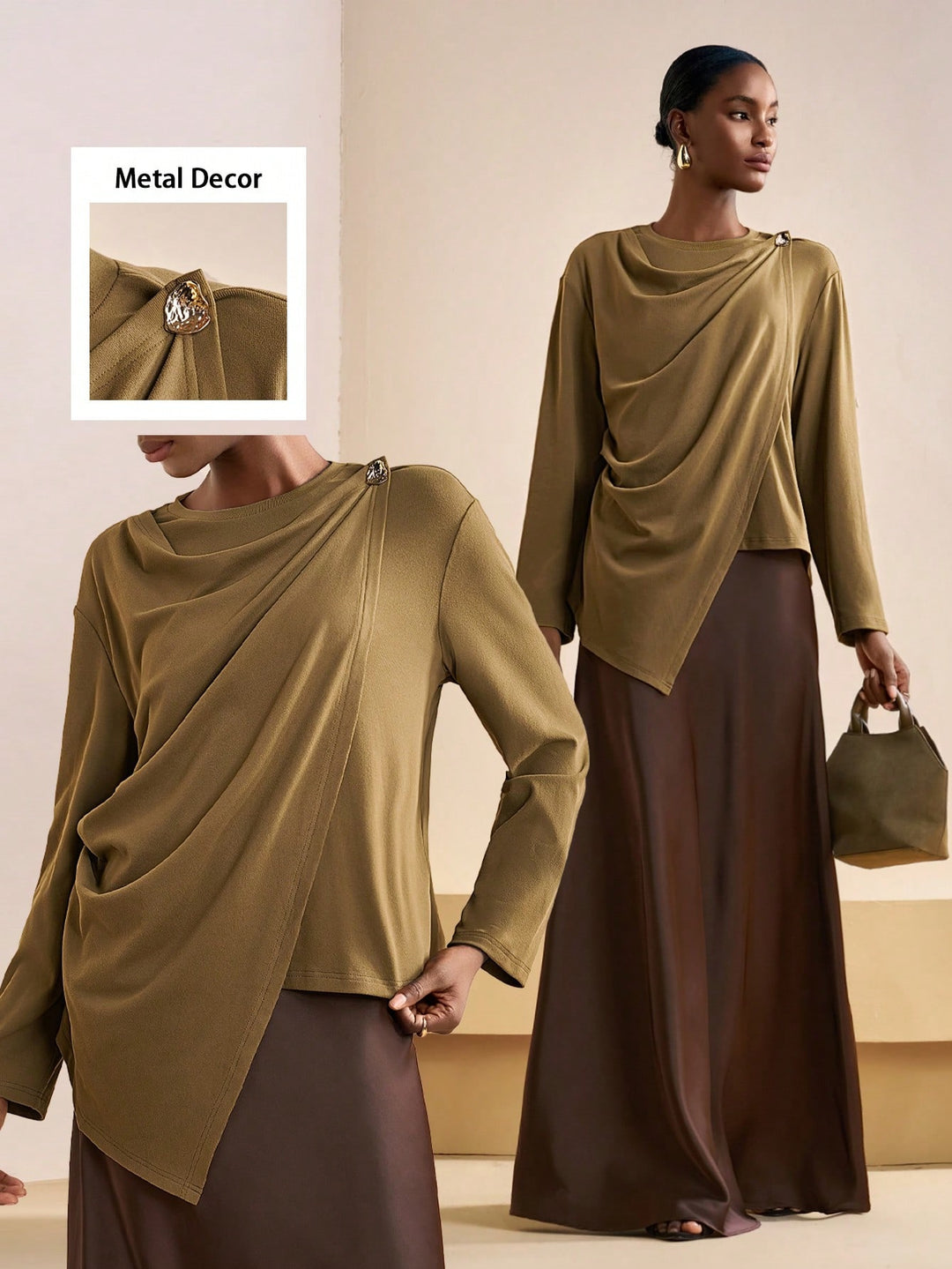 SHEIN felső, khaki