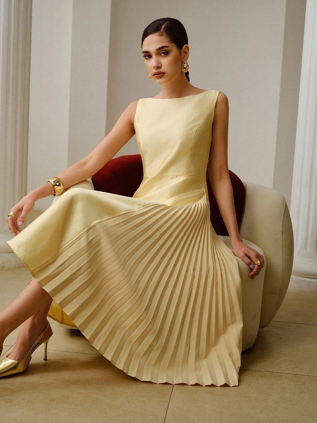 Rochie midi SHEIN, galben