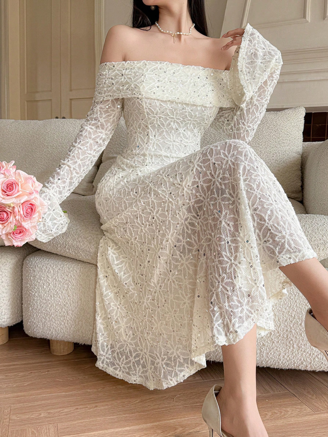 Rochie midi SHEIN, alb