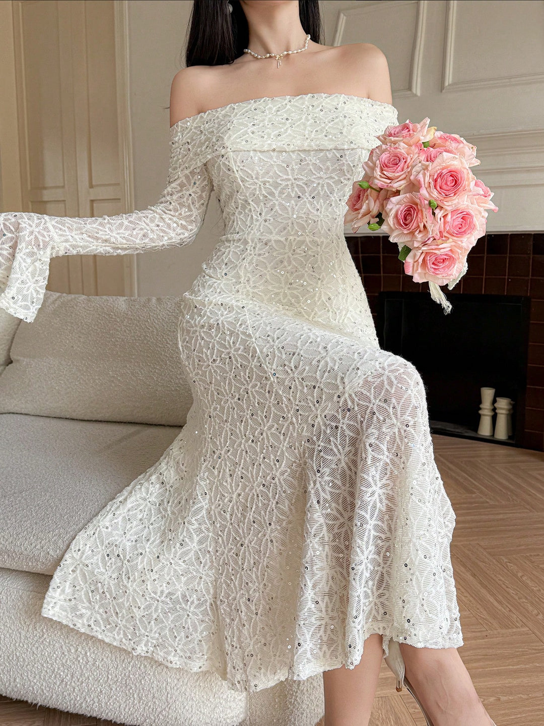 Rochie midi SHEIN, alb
